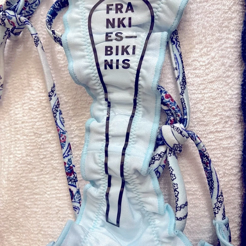 Frankie's Bikinis White Paisley Tie-Side Bikini Bottom